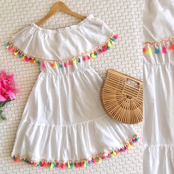 Off The Shoulder Tassel Cover Up Dress - Picture 3 of 3